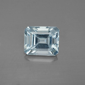 Aguamarina azul natural de 2,00 ct, corte esmeralda, VS