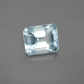 Aguamarina azul natural de 2,00 ct, corte esmeralda, VS