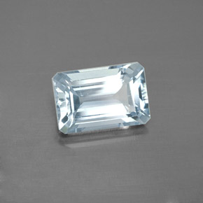 Aguamarina azul natural de 2,47 ct, corte esmeralda, VVS-VS