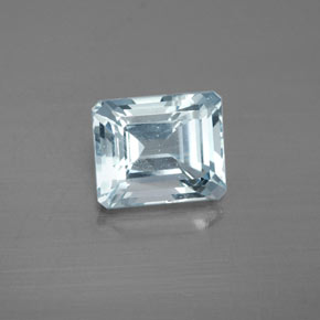 Aguamarina azul natural de 2,99 ct, corte esmeralda, VS