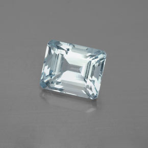 Aguamarina azul natural de 2,99 ct, corte esmeralda, VS
