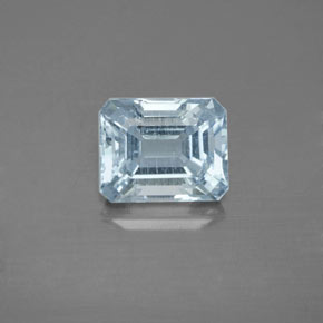 Aguamarina azul natural de 2,46 ct, corte esmeralda, SI