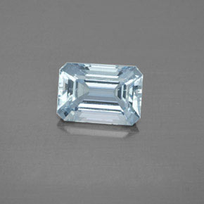 Aguamarina azul natural de 2,01 ct, corte esmeralda, VS