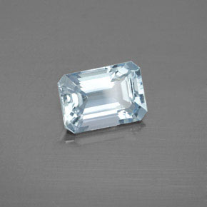 Aguamarina azul natural de 2,01 ct, corte esmeralda, VS