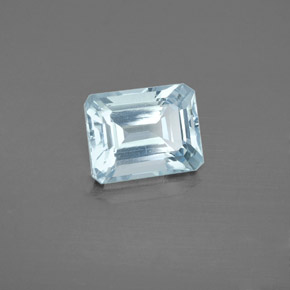 Aguamarina azul natural de 2,25 ct, corte esmeralda, VVS-VS