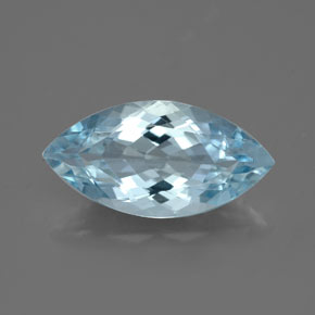 Aguamarina azul natural de 3,40 ct, marquesa, VVS