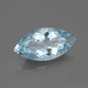 Aguamarina azul natural de 3,40 ct, marquesa, VVS