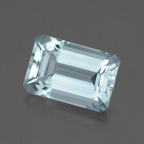 Aguamarina azul natural de 3,20 ct, corte esmeralda, VS