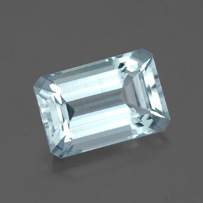 Aguamarina azul natural de 3,20 ct, corte esmeralda, VS