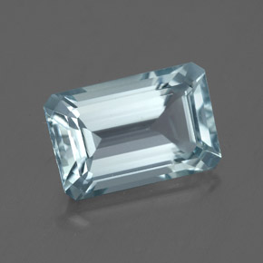 Aguamarina azul natural de 3,19 ct, corte esmeralda, VVS-VS