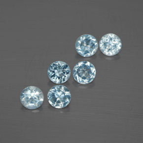 Gemas de aguamarina azul natural de  ct, corte redondo, VVS-VS