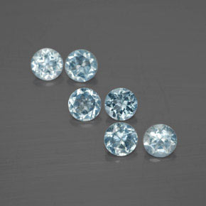 Gemas de aguamarina azul natural de  ct, corte redondo, VVS-VS