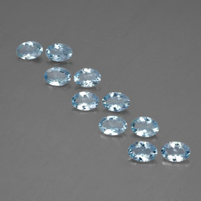 Gemas de aguamarina azul natural de  ct, corte óvalo, VS