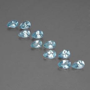 Gemas de aguamarina azul natural de  ct, en forma de pera, VS