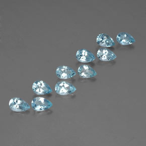 Gemas de aguamarina azul natural de  ct, en forma de pera, VS