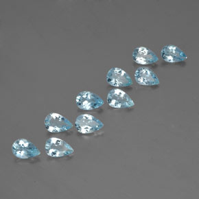Gemas de aguamarina azul natural de  ct, en forma de pera, VS