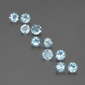 Gemas de aguamarina azul natural de  ct, corte redondo, VS