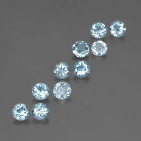 Gemas de aguamarina azul natural de  ct, corte redondo, VS