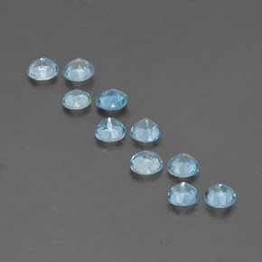 Gemas de aguamarina azul natural de  ct, corte redondo, VS