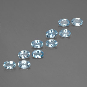 Gemas de aguamarina azul natural de  ct, corte óvalo, VS