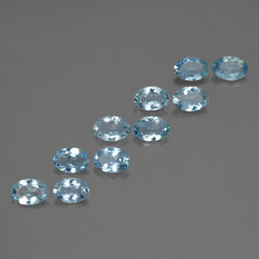Gemas de aguamarina azul natural de  ct, corte óvalo, VVS-VS