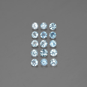 Gemas de aguamarina azul natural de  ct, corte redondo, VS