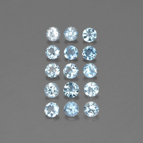 Gemas de aguamarina azul natural de  ct, corte redondo, VS
