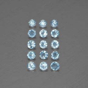 Gemas de aguamarina azul natural de  ct, corte redondo, VS