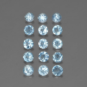 Gemas de aguamarina azul natural de  ct, corte redondo, VS