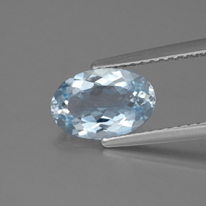 Aguamarina azul natural de 1,23 ct, corte óvalo, VS