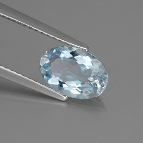 Aguamarina azul natural de 1,23 ct, corte óvalo, VS