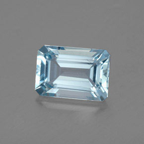 Aguamarina azul natural de 1,90 ct, corte esmeralda, VVS-VS