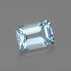 Aguamarina azul natural de 1,90 ct, corte esmeralda, VVS-VS