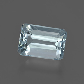 Aguamarina azul natural de 1,92 ct, corte esmeralda, VS