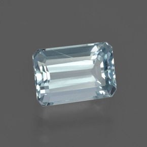 Aguamarina azul natural de 1,92 ct, corte esmeralda, VS