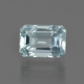 Aguamarina azul natural de 2,07 ct, corte esmeralda, VS