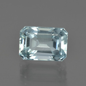 Aguamarina azul natural de 2,07 ct, corte esmeralda, VS