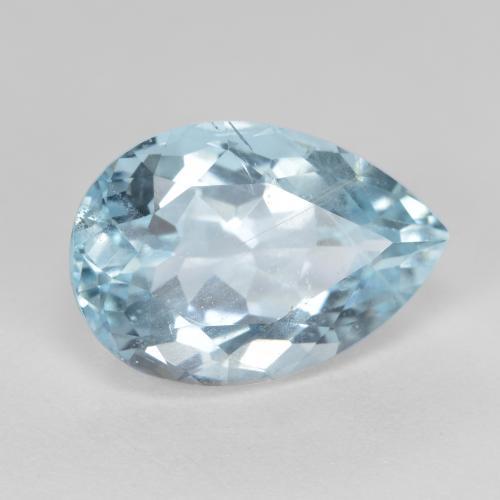 Aguamarina azul natural de 4,84 ct, en forma de pera, VS-SI