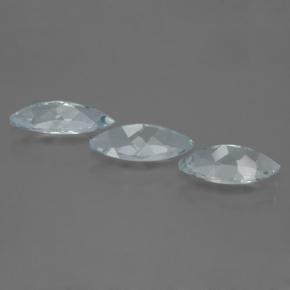 Gemas de aguamarina azul natural de 2,89 ct, marquesa, VVS-VS