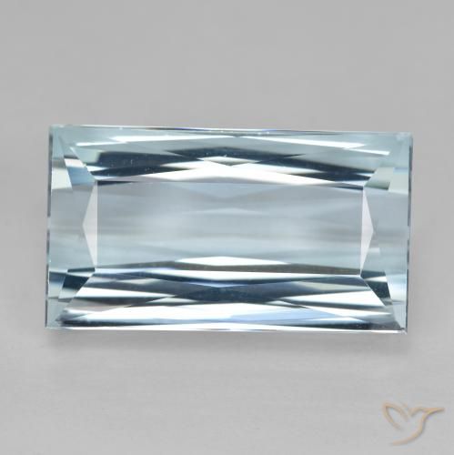 Aguamarina Azul claro natural de 10.58 ct, Corte Baguette, VVS