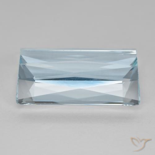 Aguamarina Azul claro natural de 10.58 ct, Corte Baguette, VVS