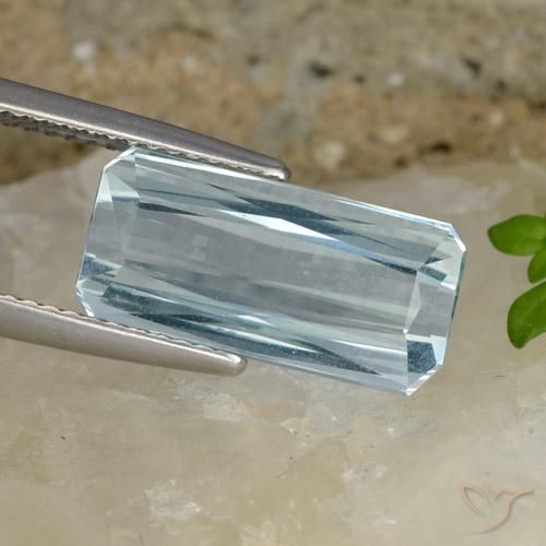 7.00ct Natural Azul claro Aguamarina, corte esmeralda, VVS