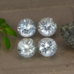 Gemas de aguamarina blanco natural de 3,12 ct, corte redondo, VS