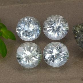 Gemas de aguamarina blanco natural de 3,12 ct, corte redondo, VS