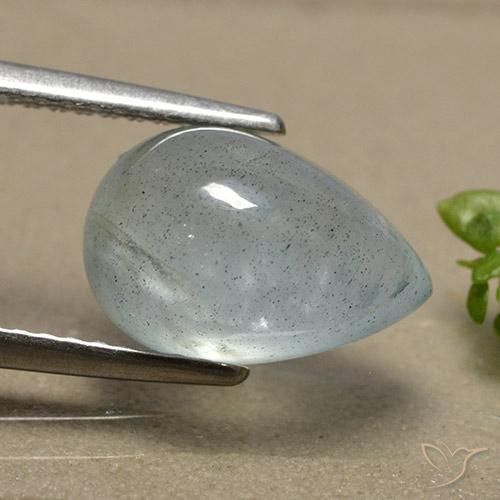 Aguamarina Verde-azul claro natural de 3.39 ct, En forma de pera, Translúcido