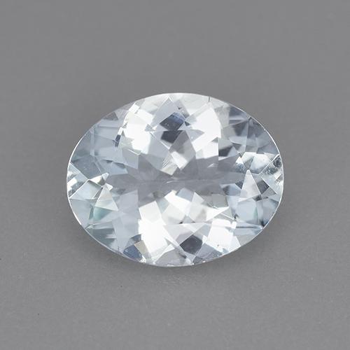 Aguamarina blanco natural de 1,92 ct, corte óvalo, VVS