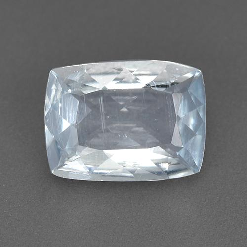 Aguamarina blanco natural de 1,72 ct, corte cojín, VS
