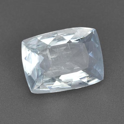 Aguamarina blanco natural de 1,72 ct, corte cojín, VS
