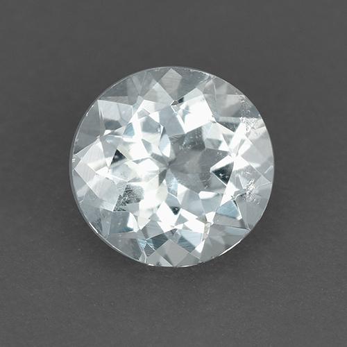 Aguamarina blanco natural de 0,70 ct, corte redondo, VVS-VS