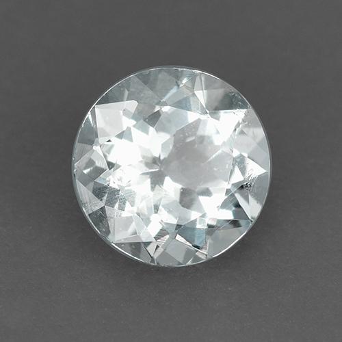 Aguamarina blanco natural de 0,70 ct, corte redondo, VVS-VS